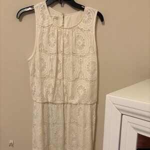 London Times, Floor Length Cream Dress